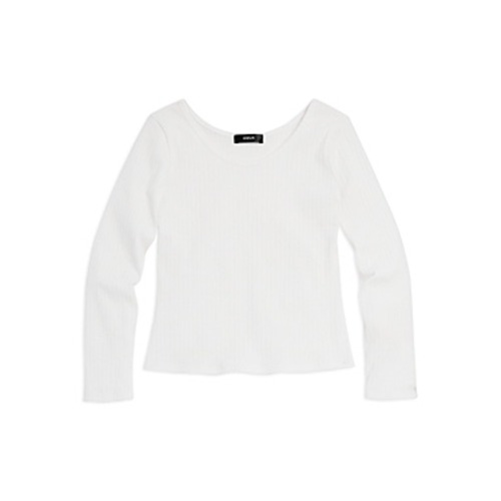 Aqua Girls' White Long Sleeve Scoop Neck Top‎ Size XS 6/6X